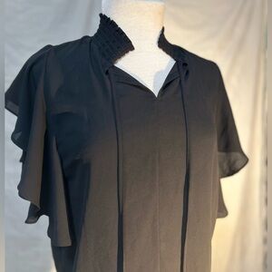 Zara Black Smocked Detail Top